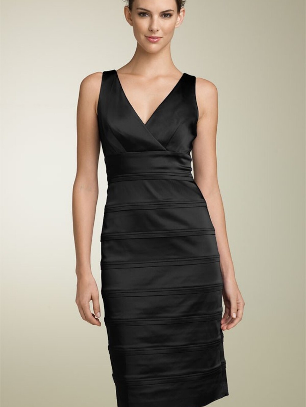 American Living- Black Satin Tiered Bandage Dress